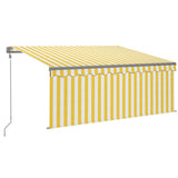 Vidaxl Luifel Automatische Rollerblind -LED -Windsensor 3.5x2,5 m gelb Weiß