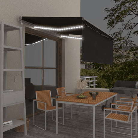 Vidaxl Luifel mit Rollenblind-, LED- und Windsensor 3,5x2,5 m Anthrazit