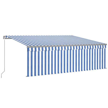 Vidaxx Markise manuell ausziehbar mit Rollo LED 4x3 m blau weiß