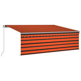 vidaXL Markise manuell ausziehbares Rollo LED 4x3 m Orange Braun