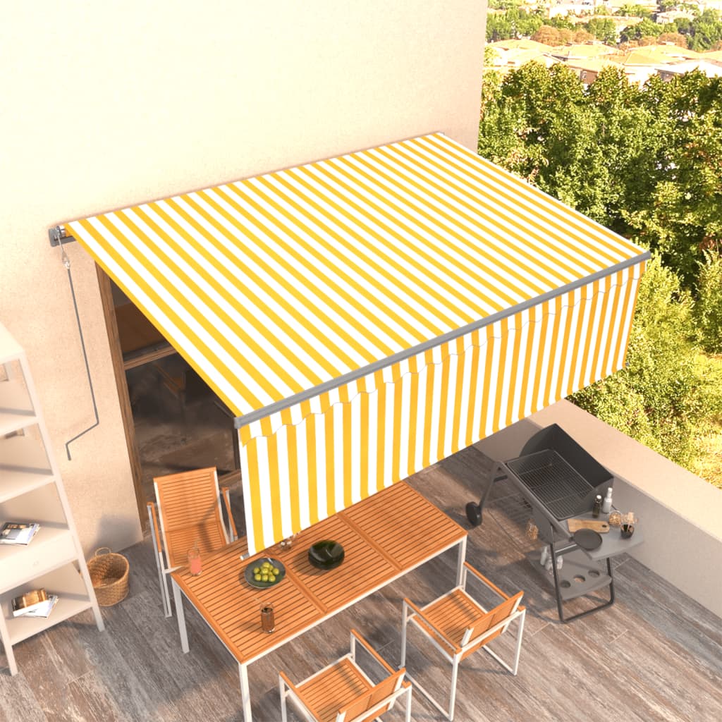 Vidaxl luifel exponierbar mit Roller Blind 4x3 m gelb und weiß