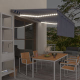 Vidaxl Luifel Automatische Walzenblind -LED -Windsensor 4x3 m blau und weiß