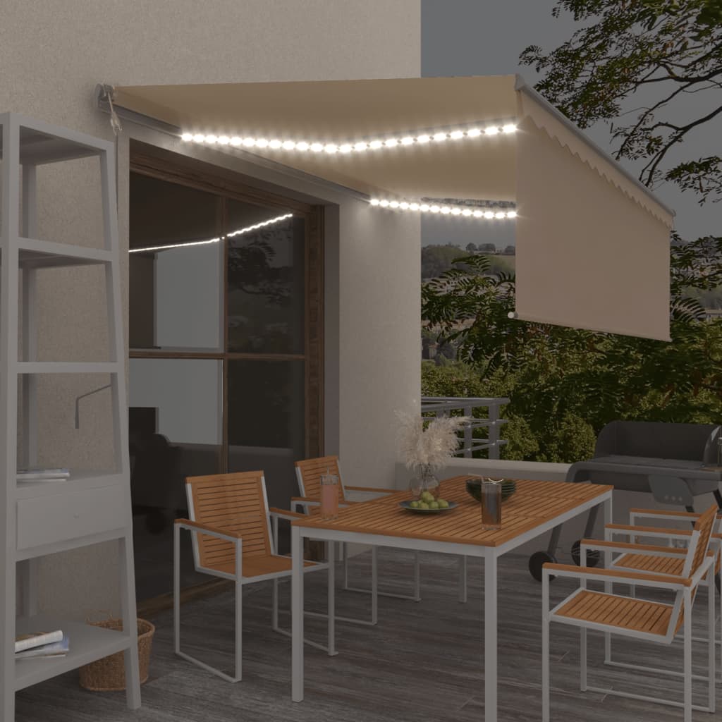 Vidaxl Luifel Automatik mit Rollerblind -LED -Windsensor 4x3 m Creme