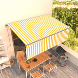 Vidaxl luifel expanisch mit Roller Blind 4,5x3 M Gelb weiß
