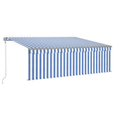 Vidaxl Laifel mit Rollenblind-, LED- und Windsensor 4,5x3 m blau und weiß
