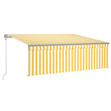 Vidaxl Luifel mit Rollenblind-, LED- und Windsensor 4,5x3 m gelb und weiß