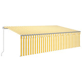 Vidaxl luifel manuell ausziehbar mit Rollerblind -LED 5x3 m gelb Weiß