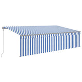 Vidaxl Luifel Automatische Walzenblind -LED -Windsensor 5x3 m blau und weiß