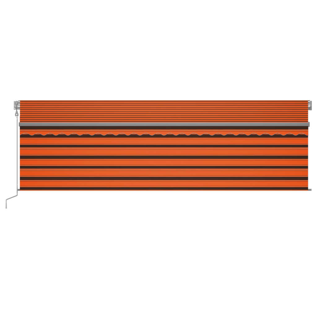 Vidaxl Luifel Automatische Walzenblind -LED -Windsensor 5x3 M Orange Braun