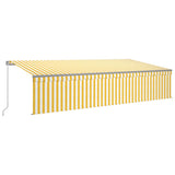 Vidaxl luifel manuell ausziehbar mit Rollerblind -LED 6x3 m gelb Weiß