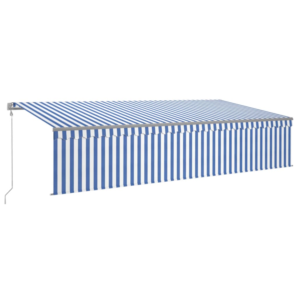 Vidaxl Luifel Automatische Walzenblind -LED -Windsensor 6x3 cm blau weiß