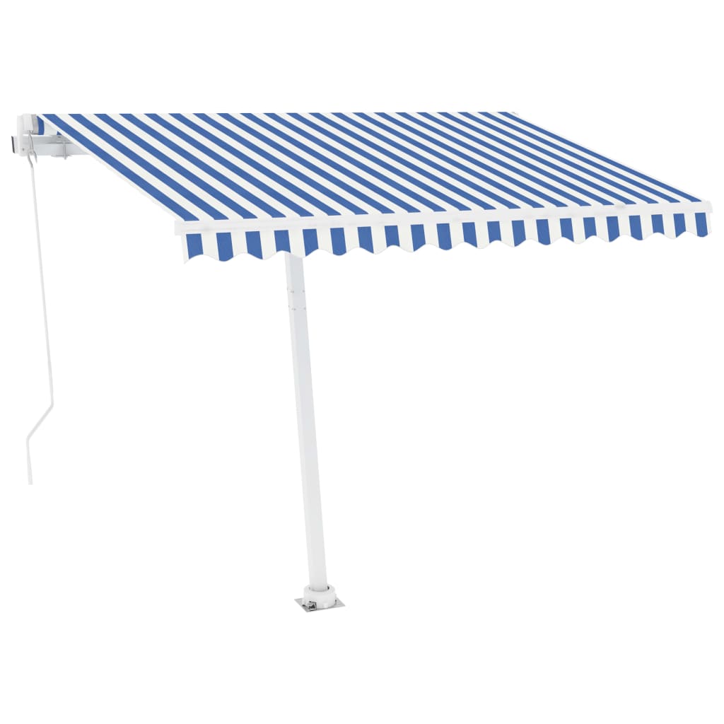 Vidaxl luifel manuell ausziehbar mit LED 300x250 cm blau und weiß