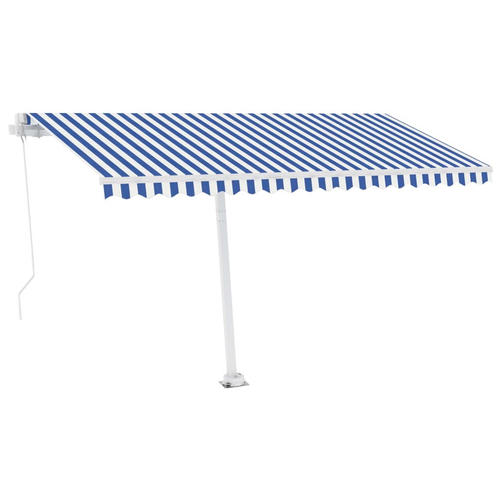 Vidaxl luifel manuell ausziehbar mit LED 400x300 cm blau und weiß