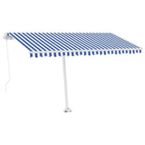 Vidaxl luifel manuell ausziehbar mit LED 400x300 cm blau und weiß
