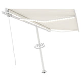 Vidaxl luifel manuell ausziehbar mit LED 400x300 cm cremefarben