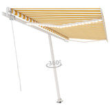 Vidaxl Luifel manuell ausziehbar mit LED 450x300 cm gelb und weiß