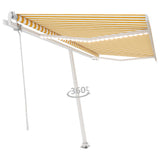 Vidaxl Luifel Automatik mit LED- und Windsensor 450 x 300 cm gelb und weiß