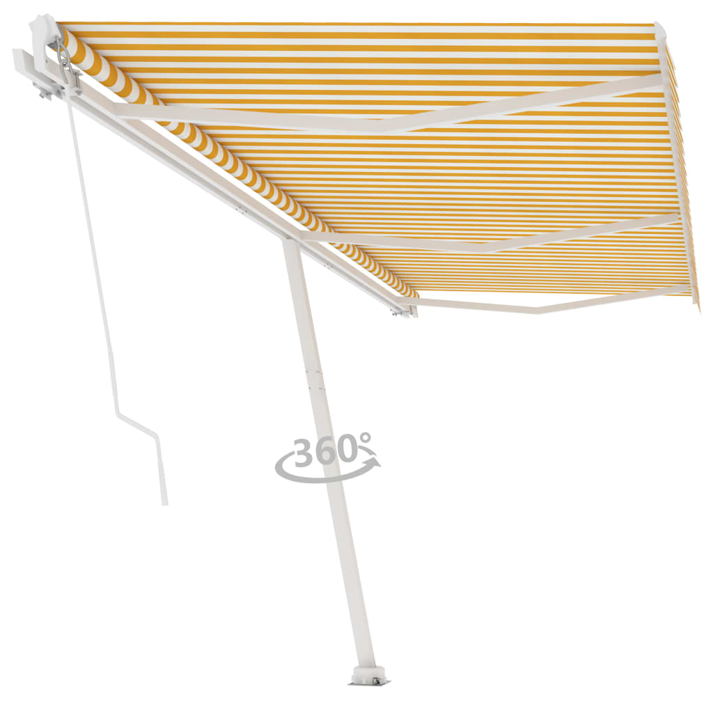 Vidaxl luifel distanziert sich manuell erstreckt sich 600 x 300 cm gelb und weiß