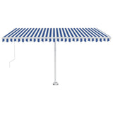 Vidaxl luifel manuell ausziehbar mit LED 400x350 cm blau und weiß