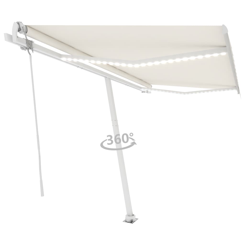 Vidaxl Luifel Automatik mit LED- und Windsensor 400x350 cm Creme Farbe