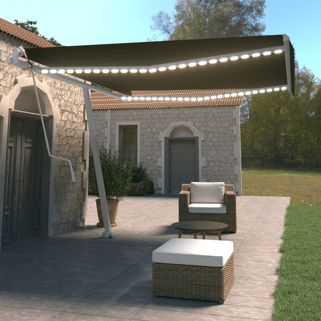 Vidaxl Luifel Automatik mit LED- und Windsensor 400x350 cm Anthrazit