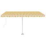 Vidaxl Luifel manuell ausziehbar mit LED 450x350 cm gelb und weiß