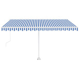 Vidaxl Luifel Automatik mit LED- und Windsensor 450x350 cm blau weiß