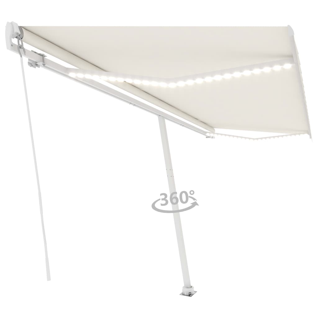 Vidaxl luifel manuell ausziehbar mit LED 500x350 cm cremefarben
