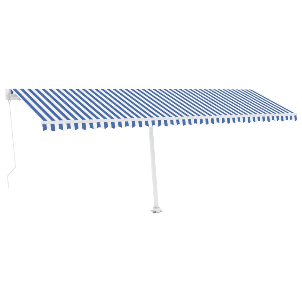 Vidaxl luifel distanziert sich manuell erstreckt sich 600x350 cm blau und weiß