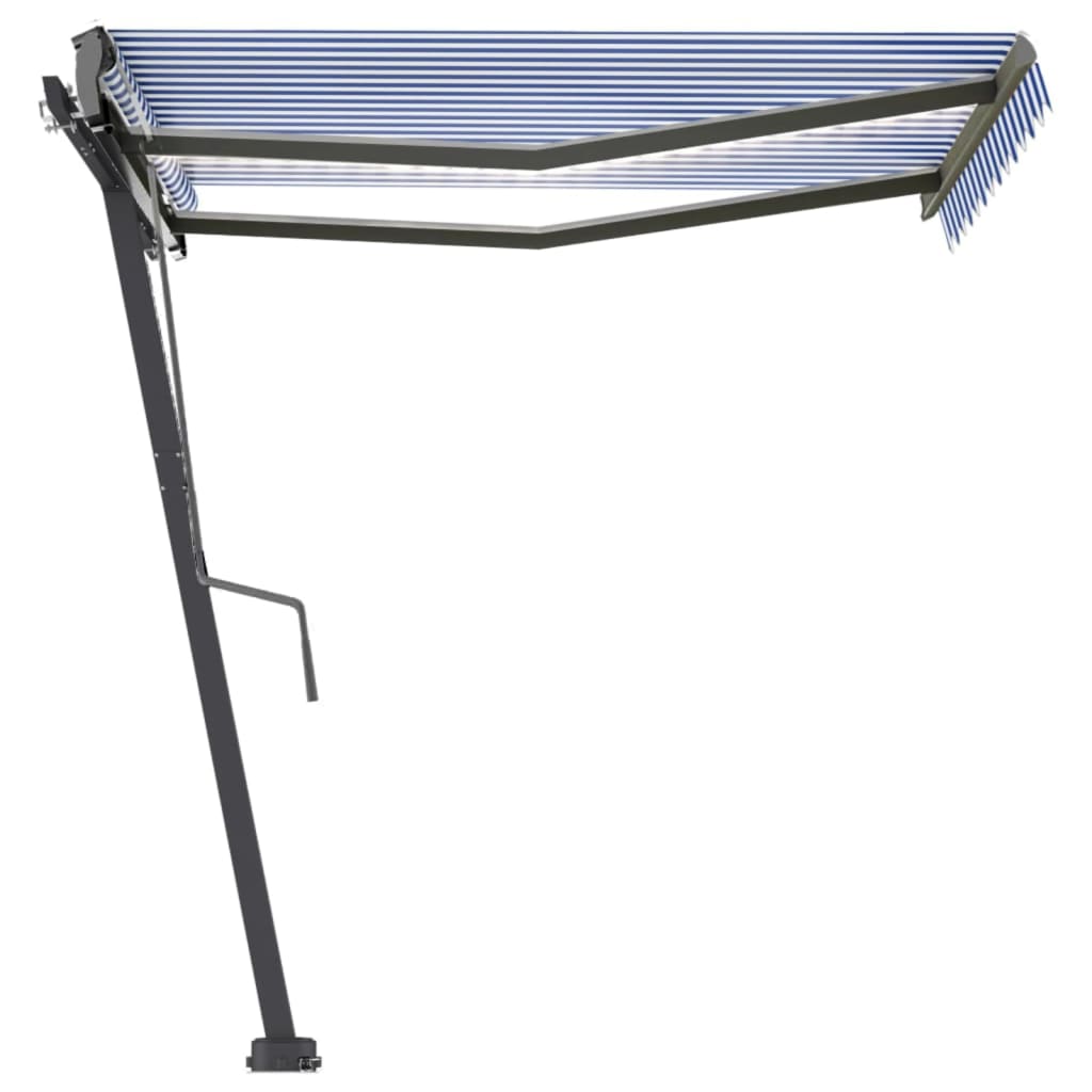 Vidaxl luifel manuell ausziehbar mit LED 300x250 cm blau und weiß