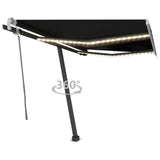 Vidaxl luifel manuell erweiterbar mit LED 300x250 cm Anthrazitfarbe