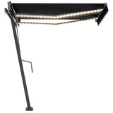 Vidaxl luifel manuell erweiterbar mit LED 300x250 cm Anthrazitfarbe