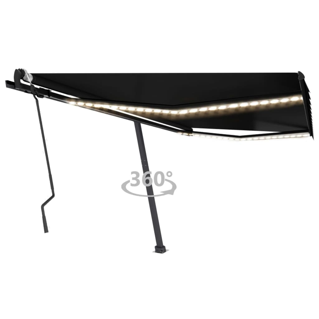 Vidaxl luifel manuell ausziehbar mit LED 400x300 cm Anthrazitfarbe