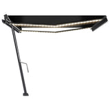 Vidaxl luifel manuell ausziehbar mit LED 400x300 cm Anthrazitfarbe