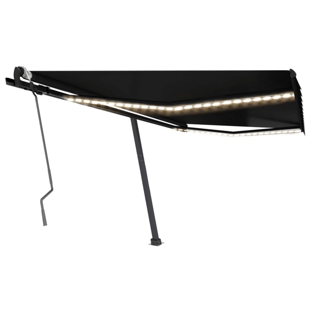 Vidaxl Luifel manuell ausziehbar mit LED 450x300 cm Anthrazitfarbe