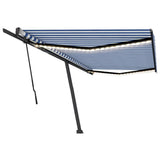 Vidaxl luifel manuell ausziehbar mit LED 500x300 cm blau und weiß