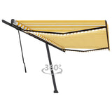 Vidaxl luifel manuell ausziehbar mit LED 500x300 cm gelb und weiß
