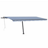 Vidaxl Luifel Automatik mit LED- und Windsensor 500x300 cm blau weiß