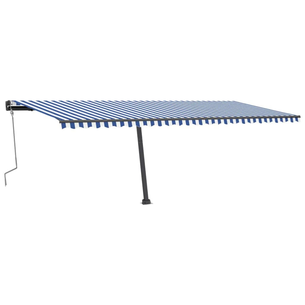 Vidaxl luifel manuell ausziehbar mit LED 600x300 cm blau und weiß