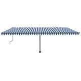 Vidaxl Luifel Automatik mit LED- und Windsensor 600x300 cm blau weiß