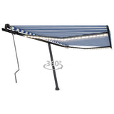 Vidaxl luifel manuell ausziehbar mit LED 400x350 cm blau und weiß