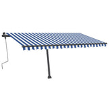 Vidaxl luifel manuell ausziehbar mit LED 400x350 cm blau und weiß