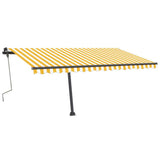 Vidaxl luifel manuell ausziehbar mit LED 400x350 cm gelb und weiß