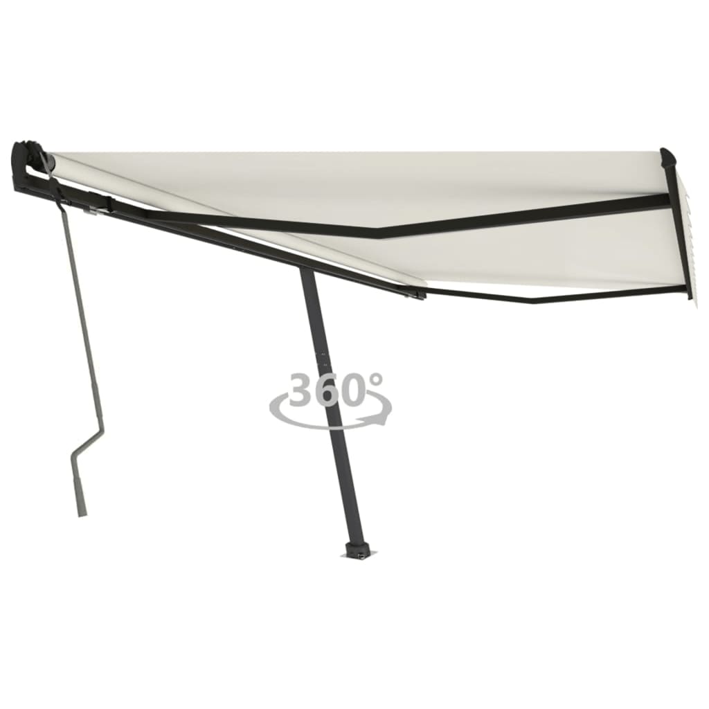 Vidaxl luifel distanziert manuell erstreckt sich 450 x 350 cm cremefarben.