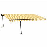 Vidaxl Luifel manuell ausziehbar mit LED 450x350 cm gelb und weiß