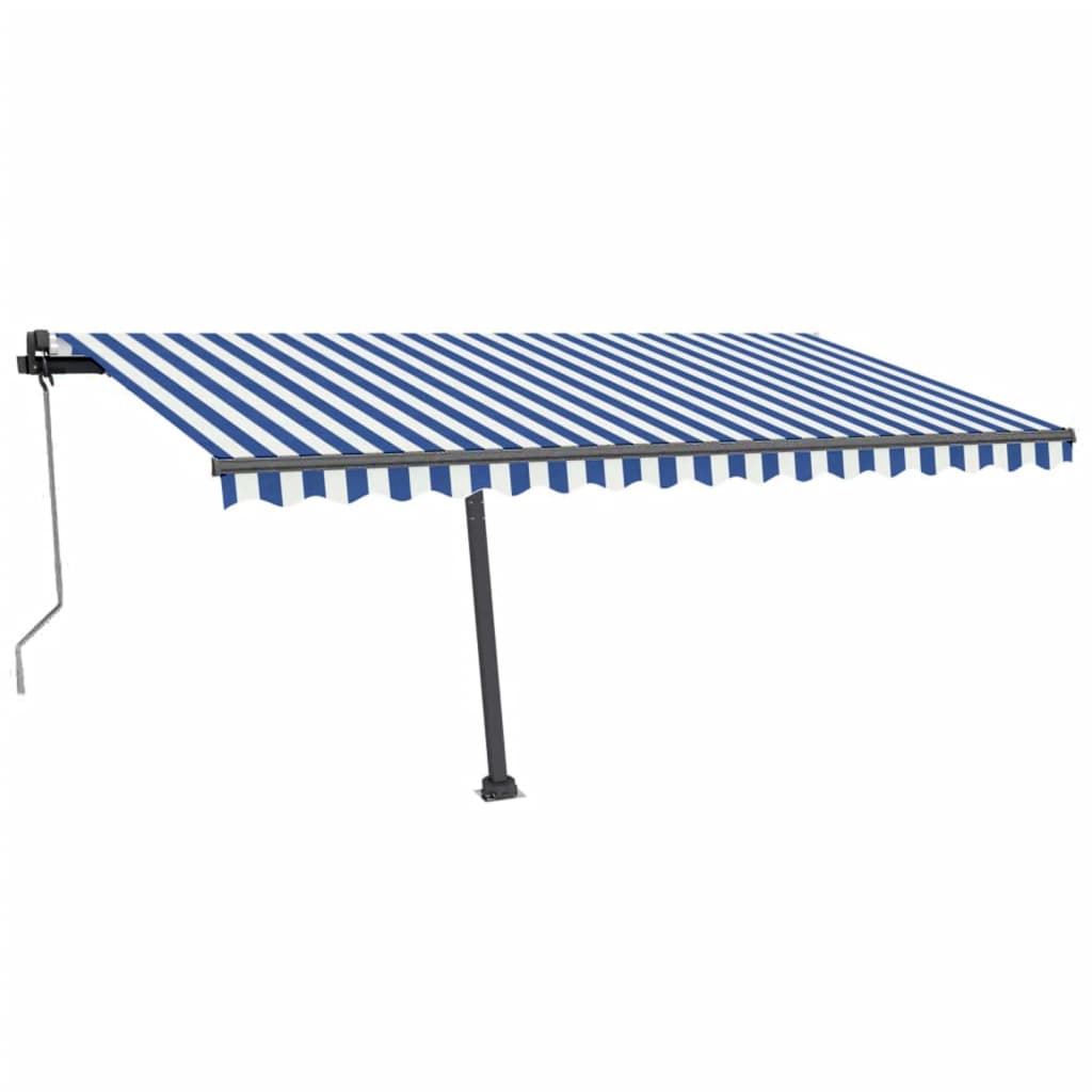 Vidaxl Luifel Automatik mit LED- und Windsensor 450x350 cm blau weiß