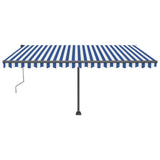 Vidaxl Luifel Automatik mit LED- und Windsensor 450x350 cm blau weiß