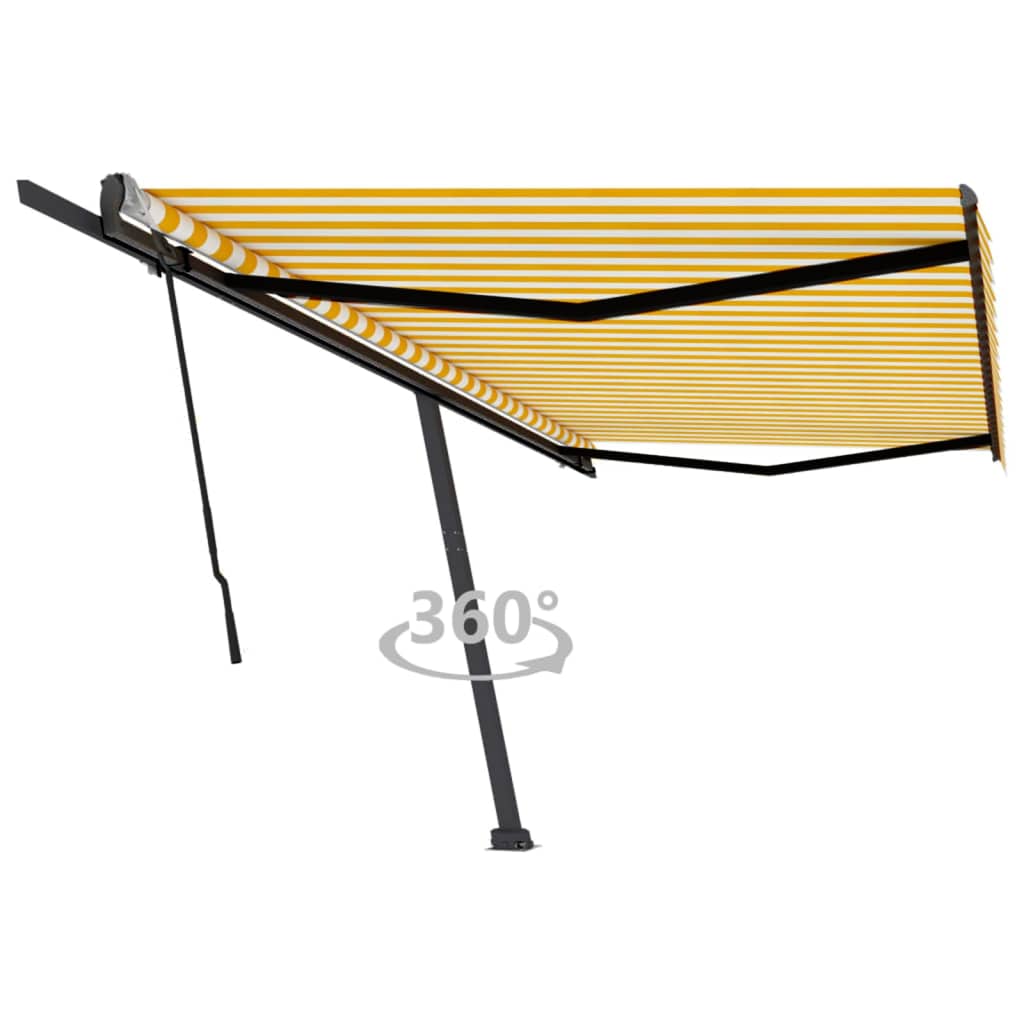 Vidaxl Luifel distanziert sich manuell aus 500 x 350 cm gelb und weiß