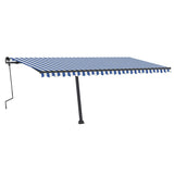 Vidaxl Luifel manuell ausziehbar mit LED 500x350 cm blau und weiß