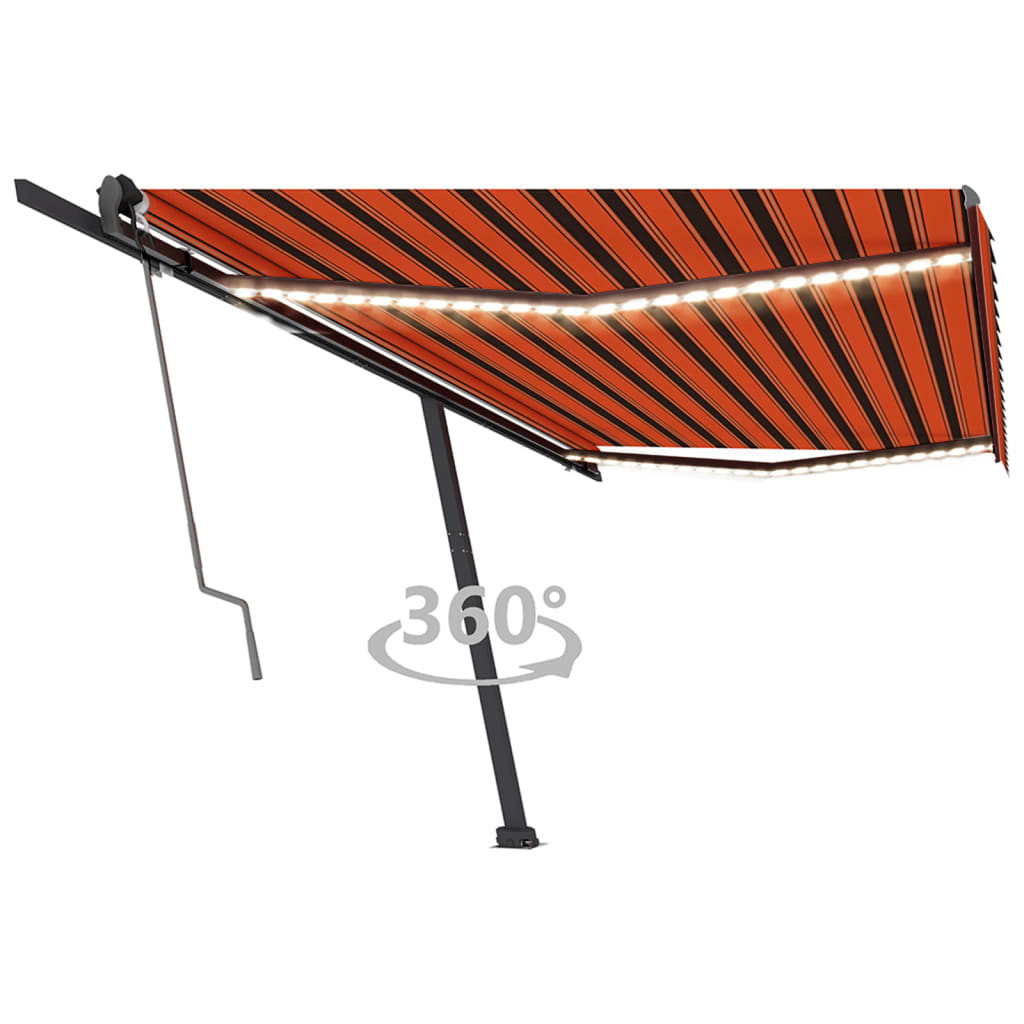 Vidaxl Luifel Automatik mit LED -Windsensor 500x350 cm Orange Braun
